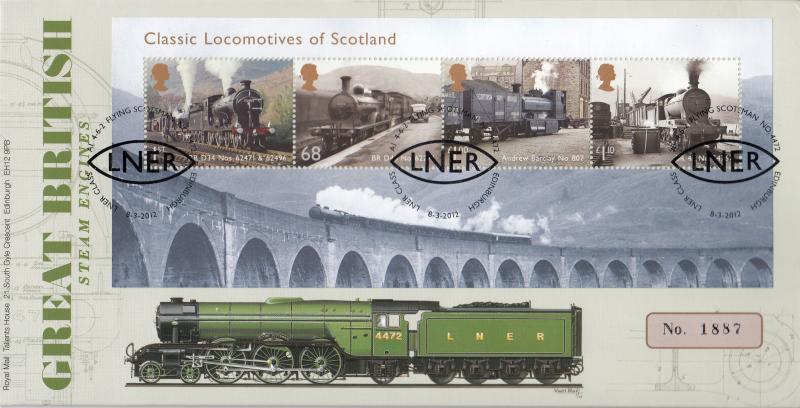 2012 (03) Classic Locomotives of Scotland M/S - RM 'Nameplate' LNER Flying Scotsman Official