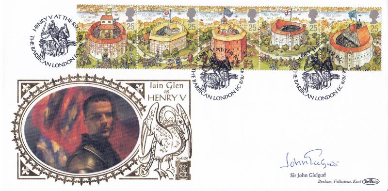 1995 (08) Shakespeare's Globe - Benham SPG 26 'Henry V, Barbican' Official - Signed by the late John Gielgud