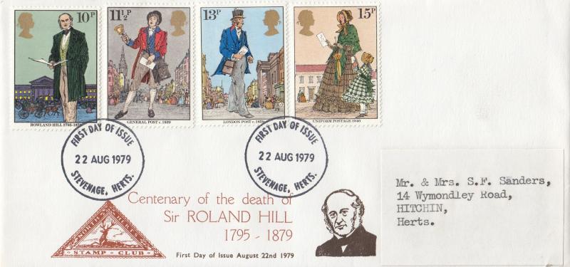 1979 (08) Rowland Hill (Stamps) - North Herts Stamp Club - Stevenage FDI