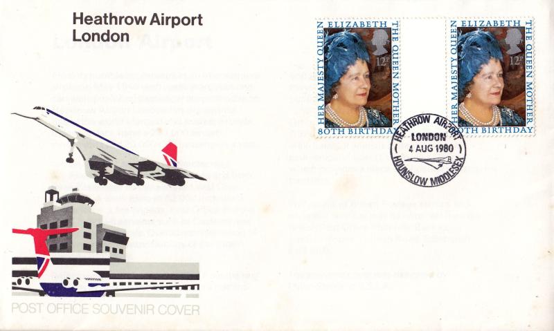 1980 (08) Queen Mother - Heathrow Airport, Hounslow Official