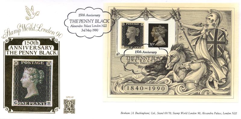 1990 (05) Penny Black (M/S) - Benham SPG 10 'Penny Black, Alexandra Palace' Official