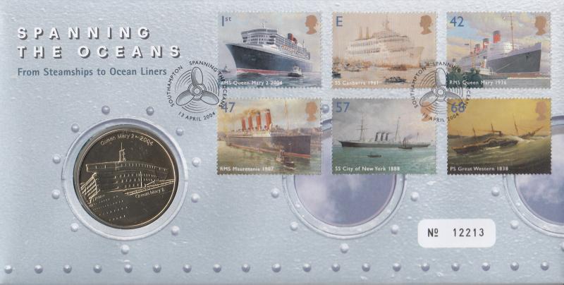 2004 (04) Ocean Liners (Stamps) - Royal Mint 'Southampton' Official