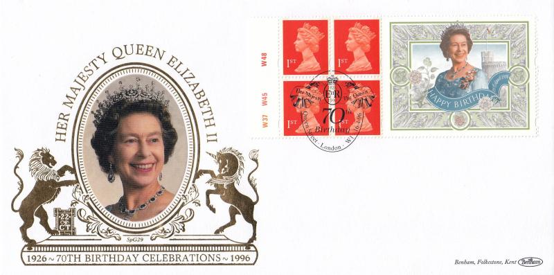 1996 (04) Queen's 70th Birthday Label - Benham SPG 29 - Queen Street H/S (Cylinder No Version)