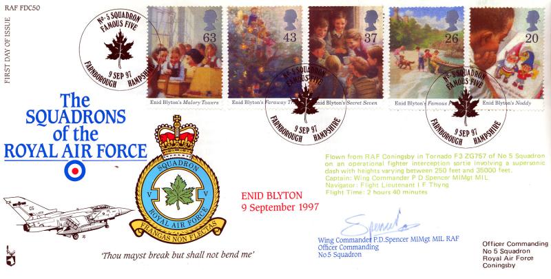 1997 (09) Enid Blyton - RAF FDC 50 'No 5 Squadron' Official