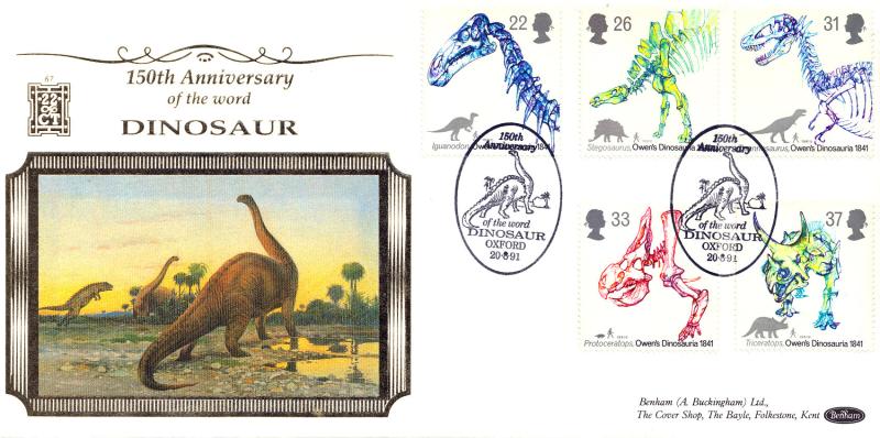 1991 (08) Dinosaurs - Superb Benham Gold (500) Official.