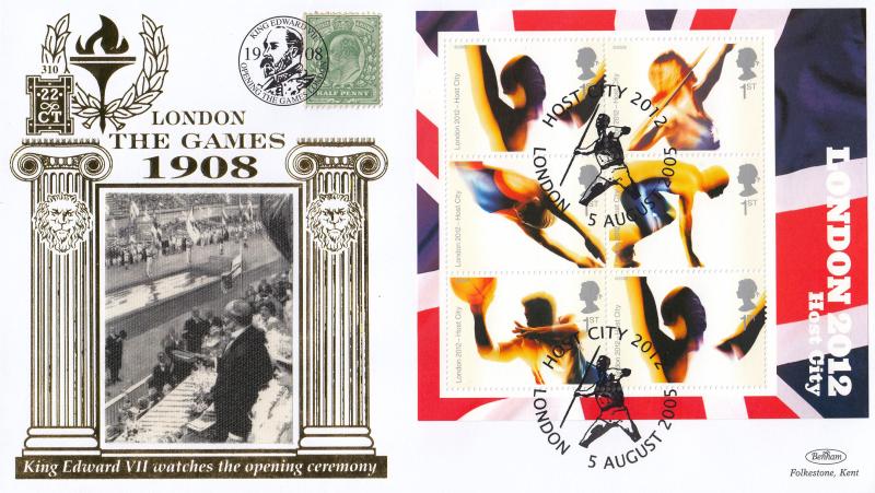 2005 (08) London Host City M/S - Benham Gold (500) Official (Green Def Version)