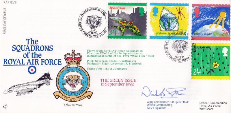 1992 (09) Green - RAF FDC 5 Official (74 Squadron)