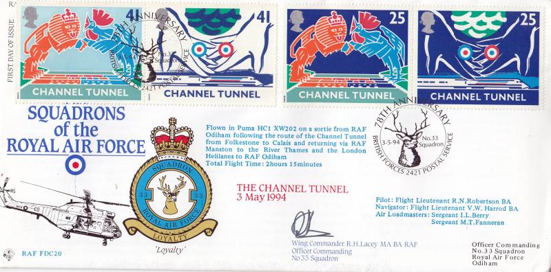 1994 (05) Channel Tunnel - RAF FDC 20 Official (33 Squadron)