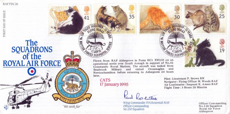 1995 (01) Cats - RAF FDC 26 Official (230 Squadron)