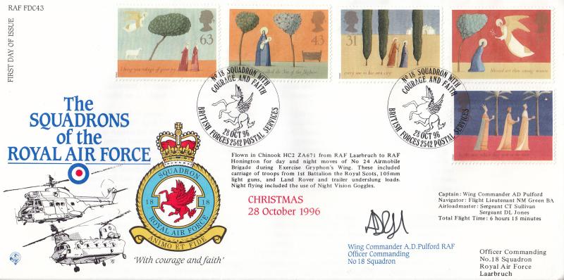 1996 (10) Christmas - RAF FDC 43 Official (18 Squadron)