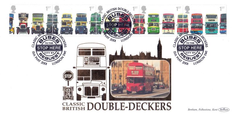 2001 (05) Buses (Stamps) - Benham Gold (500) Official
