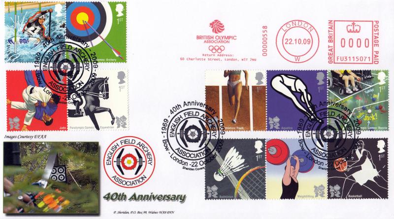 2009 (10) Olympics - Sheridan 'Field Archery Association' Official + British Olympic Association Meter Mark