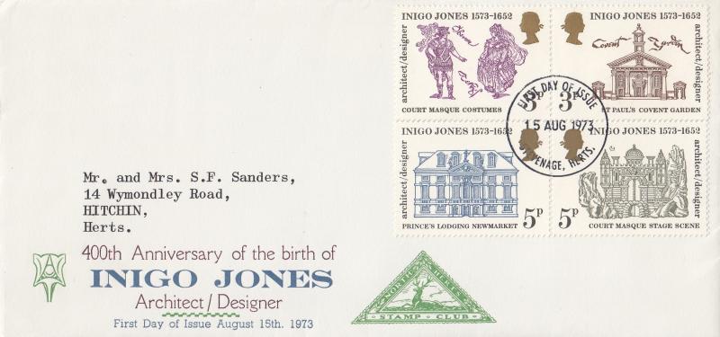 1973 (08) Inigo Jones - North Herts Stamp Club - Stevenage FDI