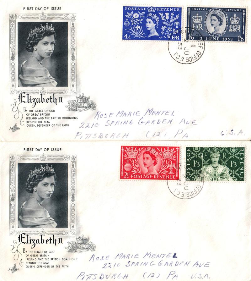 1953 (06) Coronation - Artcraft (Pair) - London Chief Office PRE-DATED ERROR CDS