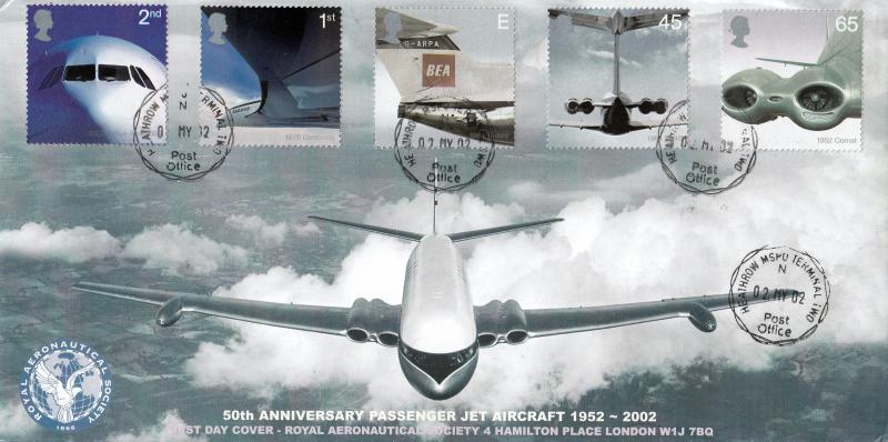 2002 (05) Airliners (Stamps) - Covercraft (Comet) Official - Heathrow Terminal Two CDS