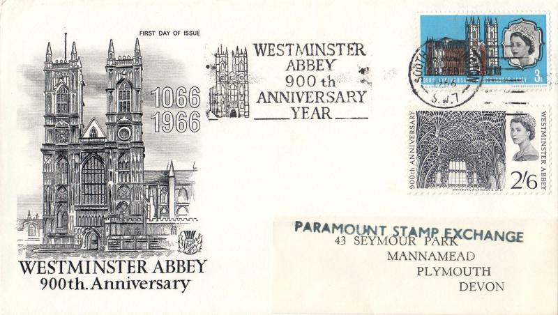 1966 (02) Westminster Abbey - Stuart - Non Phosphor - Westminster Abbey 900th Anniversary Year Slogan