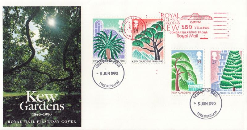 1990 (06) Kew Gardens - RM - Royal Botanic Gardens, Kew - Open 150 Years Slogan
