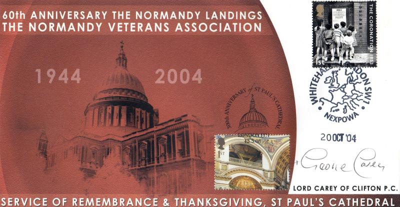 2004 (10) Scott Normandy Landings 60th Anniversary Special - Signed by the late Archbishop Carey - then Doubled on the 2008 Cathedrals Issue