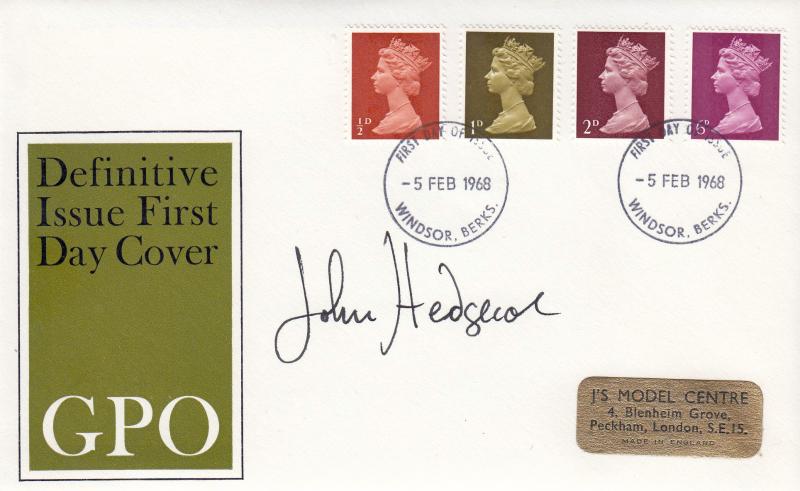 1968 (02) Low Value Machin Definitives (½d-1d=2d-6d) - GPO - Windsor FDI - Signed by John Hedgcoe