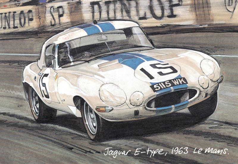 1996 (10) Classic Cars - Jaguar 'E-Type' Le Mans Colour Postcard - Jaguar, Coventry H/S + Jaguar Meter Mark
