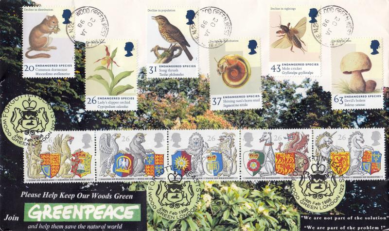 1998 (02) Queen's Beasts - Peter Payne 'Forgotten Beasts' Official - Doubled with the Endangered Species Set with a Wood Green CDS