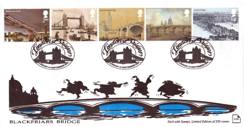 2002 (09) London Bridges - Stick With Stamps 'Blackfriars Bridge' Official