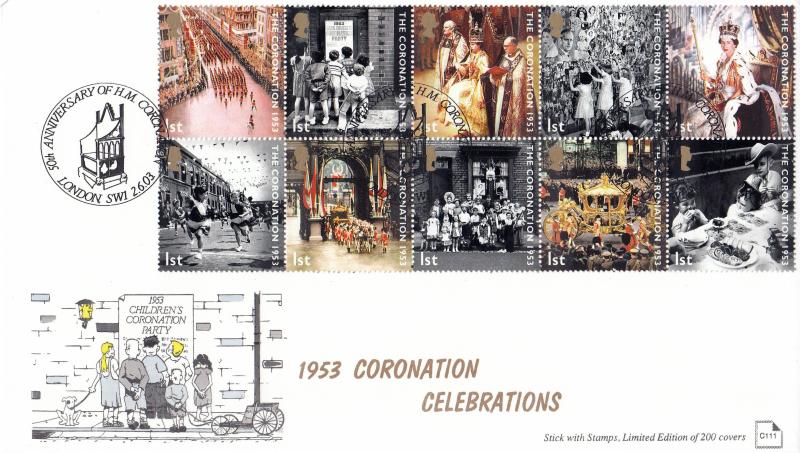 2003 (06) Coronation - Stick With Stamps 'London SW1 (Chair)' Official
