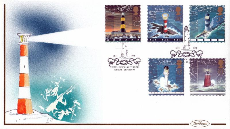 1998 (03) Lighthouses - Benham 'Hand Painted' (Bell Rock) Official