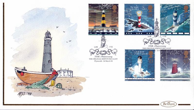 1998 (03) Lighthouses - Benham 'Hand Painted' (Eddystone) Official