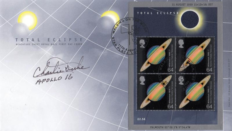 1999 (08) Eclipse M/S - RM (Overprinted) - Star Place H/S - Signed by Charlie Duke