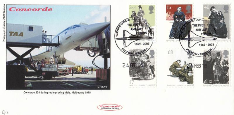 2005 (02) Jane Eyre (Stamps) - Cambridge 'Concorde Trials at Melbourne' Official