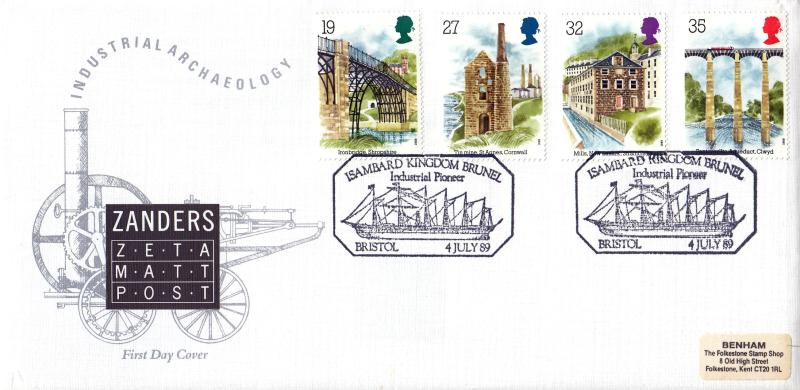 1989 (07) Industrial Archaeology (Stamps) - Zanders (Isambard Kingdom Brunel,Bristol) Official