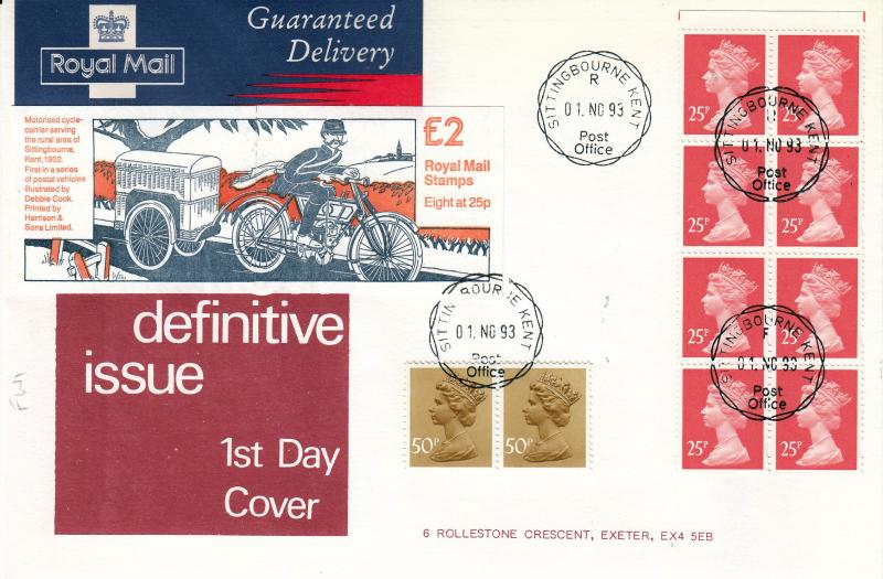 1993 (11) £2 'Motorised Cycle-Carrier FW1 Folded Booklet - Jim Bond Special - Sittingbourne CDS (TIED)