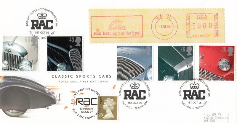 1996 (10) Classic Cars - RM - RAC Pall Mall H/S + RAC Meter Mark - Doubled on the 1997 British Grand Prix Day