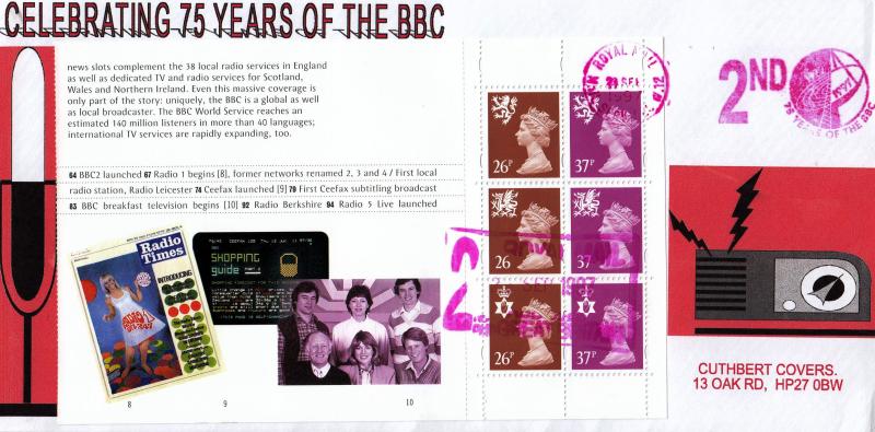 1997 (09) BBC PSB Set - Cuthbert Covers 'Specials' - Royal Mail 75 Years 'Packet' Meter Mark