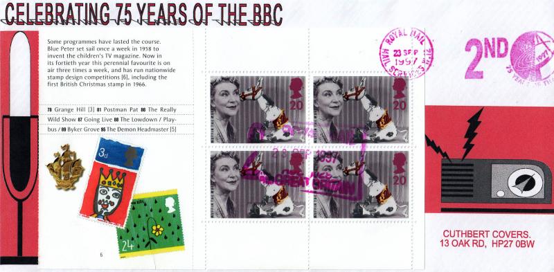 1997 (09) BBC PSB Set - Cuthbert Covers 'Specials' - Royal Mail 75 Years 'Packet' Meter Mark
