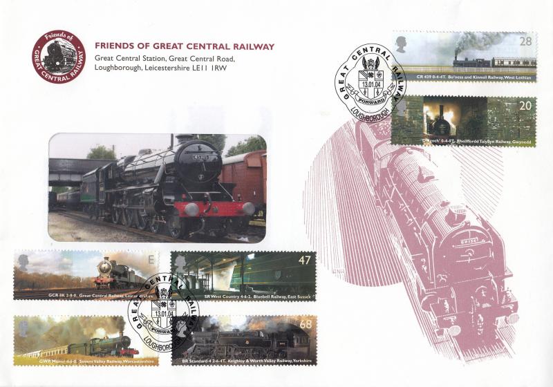 2004 (01) Classic Locomotives (Stamps) - Friends of Great Central Railway Cover - Great Central Railway H/S