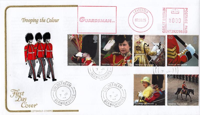 2005 (06) Trooping Of The Colour (Stamps) - Cotswold - Coldstream CDS + Guardsman Meter Mark