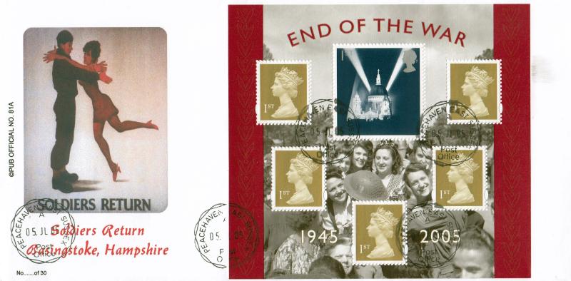2005 (07) End Of The War M/S - Brazier 'Soldiers Return' Pub Official - Peacehaven CDS