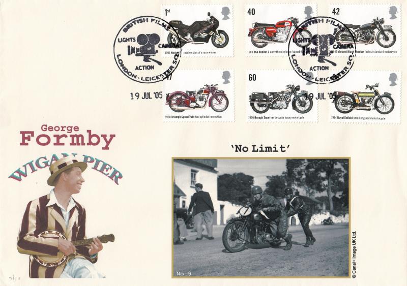 2005 (07) Motorcycles - Cambridge Stamp Centre 'George Formby - No Limit' Official