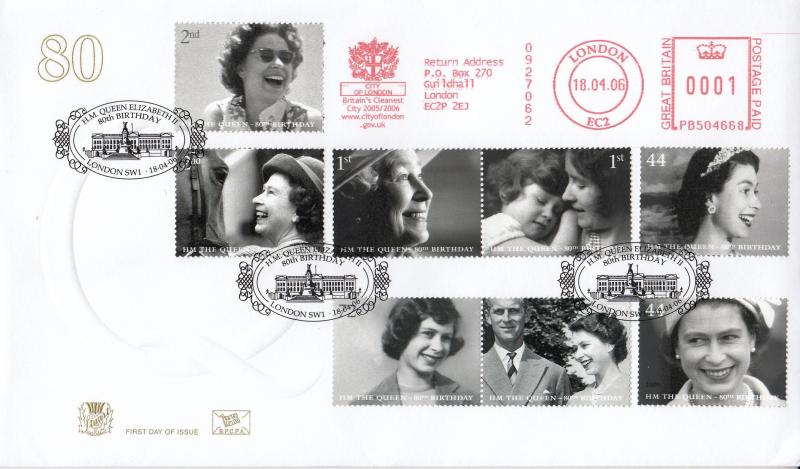 2006 (04) Queen's 80th Birthday - Stuart - London SW1 H/S + City of London Meter Mark