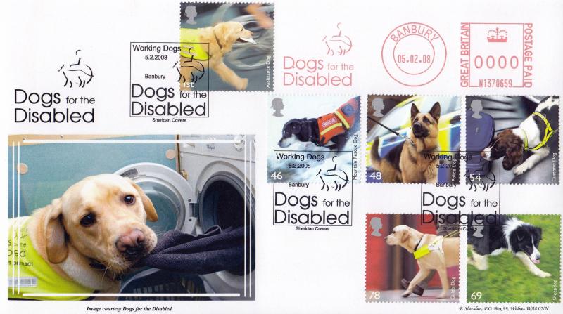 2008 (02) Working Dogs - Sheridan 'Dogs For The Disabled' Official + Dogs For The Disabled Meter Mark