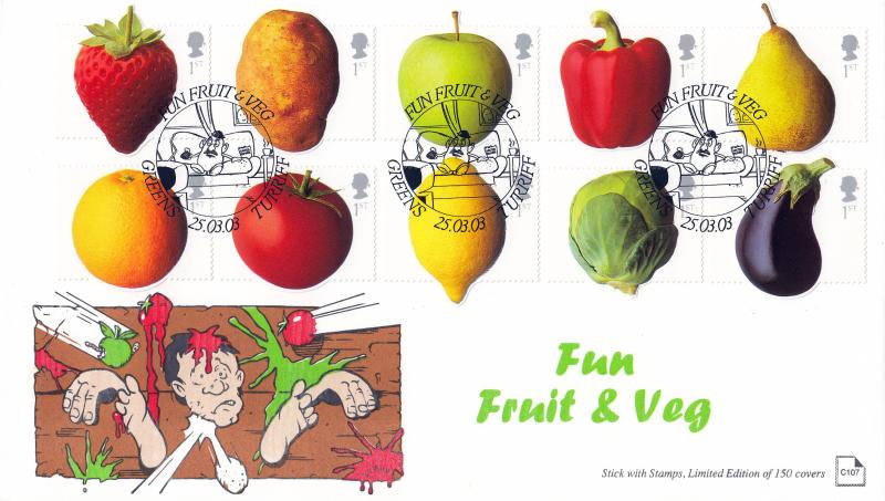 2003 (03) Fun Fruit & Veg - Stick With Stamps Official
