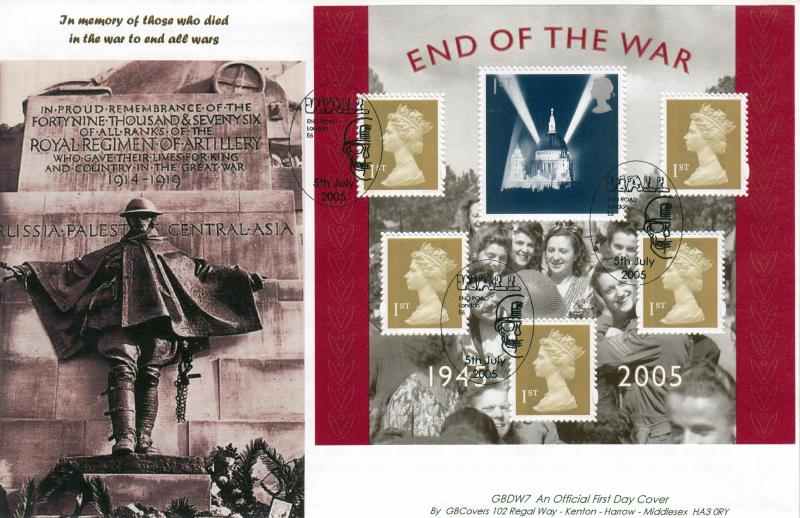 2005 (07) End Of WWII M/S - GB Covers ALTERNATIVE Official