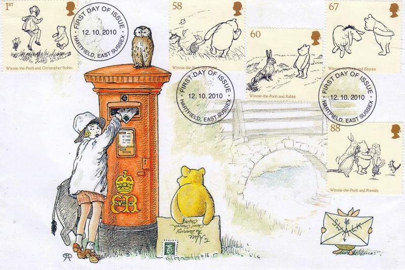 2010 (10) Winnie The Pooh (Stamps) - Maurice Tanner Special - Hartfield FDI