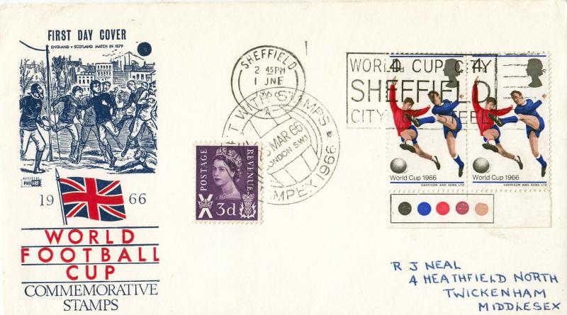 1966 (06) World Cup - Philart - Pair of Traffic Light 4d's - 'World Cup City, Sheffield, City of Steel' Slogan