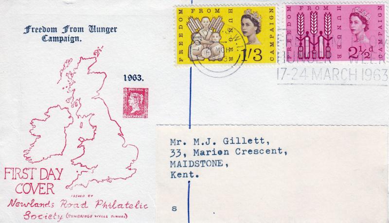 1963 (03) Freedom From Hunger - 'Newlands Road Philatelic Society' Cover - Ord - London SW1, Freedom From Hunger Slogan