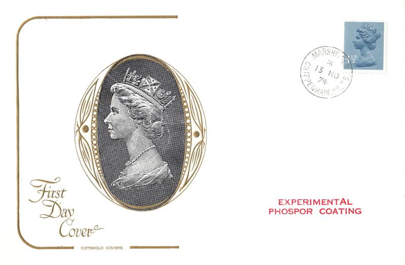 1974 (11) 4½p Experimental Phosphor Coating Definitive - Cotswold - Marshfield CDS