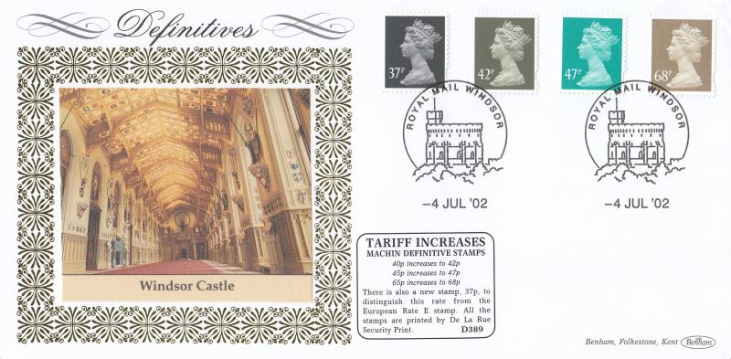 2002 (07) Tariff Increase Definitive Stamps - Benham D389 - Windsor Philatelic Counter H/S