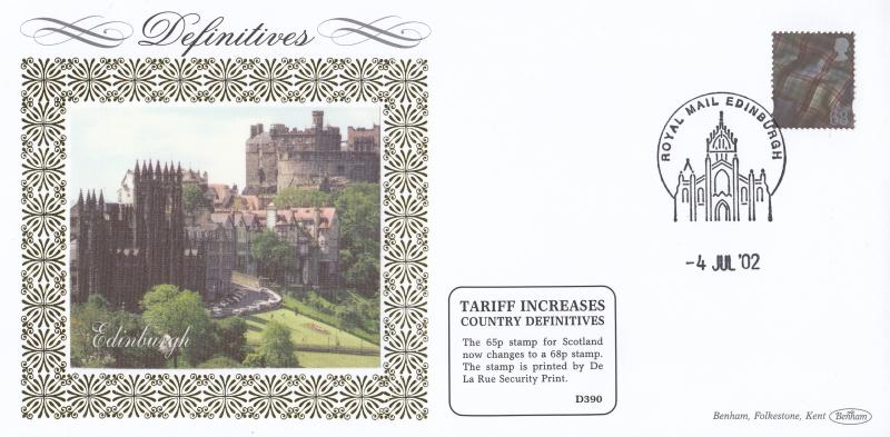 2002 (07) 68p Scottish Regional - Benham D390 - Edinburgh Philatelic Counter H/S